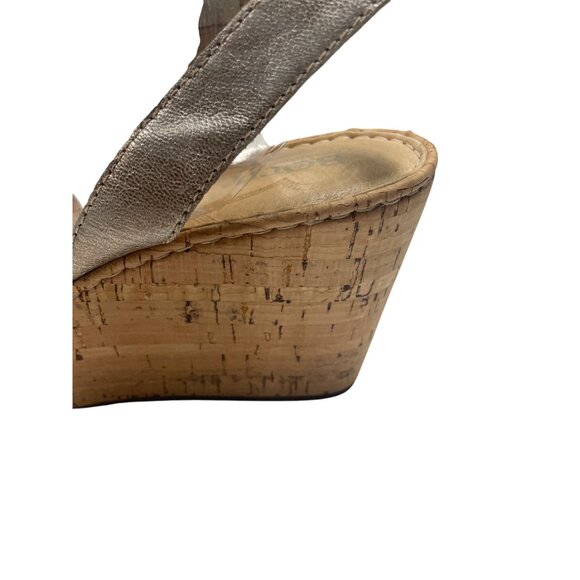 Born Venetia Metallic Wedge Sandals With Cork Heel & Open Toe Womens Size 9 - Picture 3 of 7